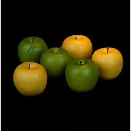 filet 6 POMMES artificielles 7 cm vertes et jaunes