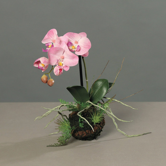 Orchidee artificielle phalaenopsis sur motte 35 cm - fleurs artificielles |  Reflets Nature