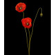 COQUELICOT artificiel 2 fleurons 1 bouton 75 cm rouge ou orange