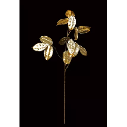 feuille artificielle déco monnaie du pape or 72 cm sur fond noir