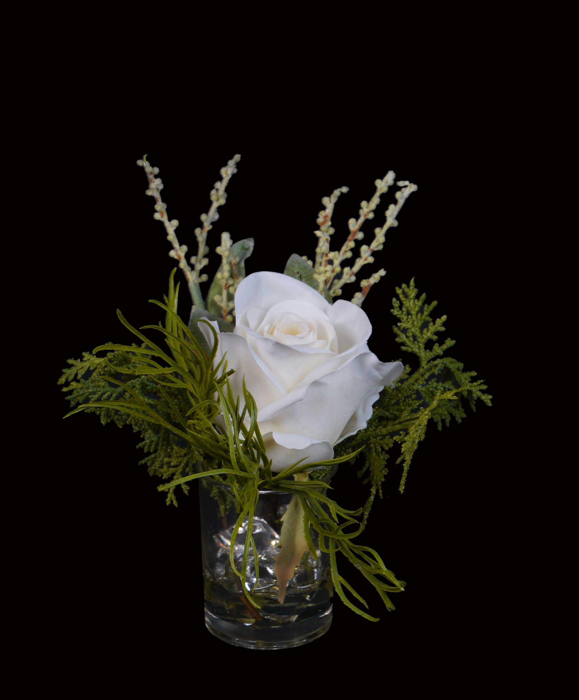 Composition rose blanche artificielle dans verrerie 17 cm - petites déco et  déco de table artificielles | Reflets Nature