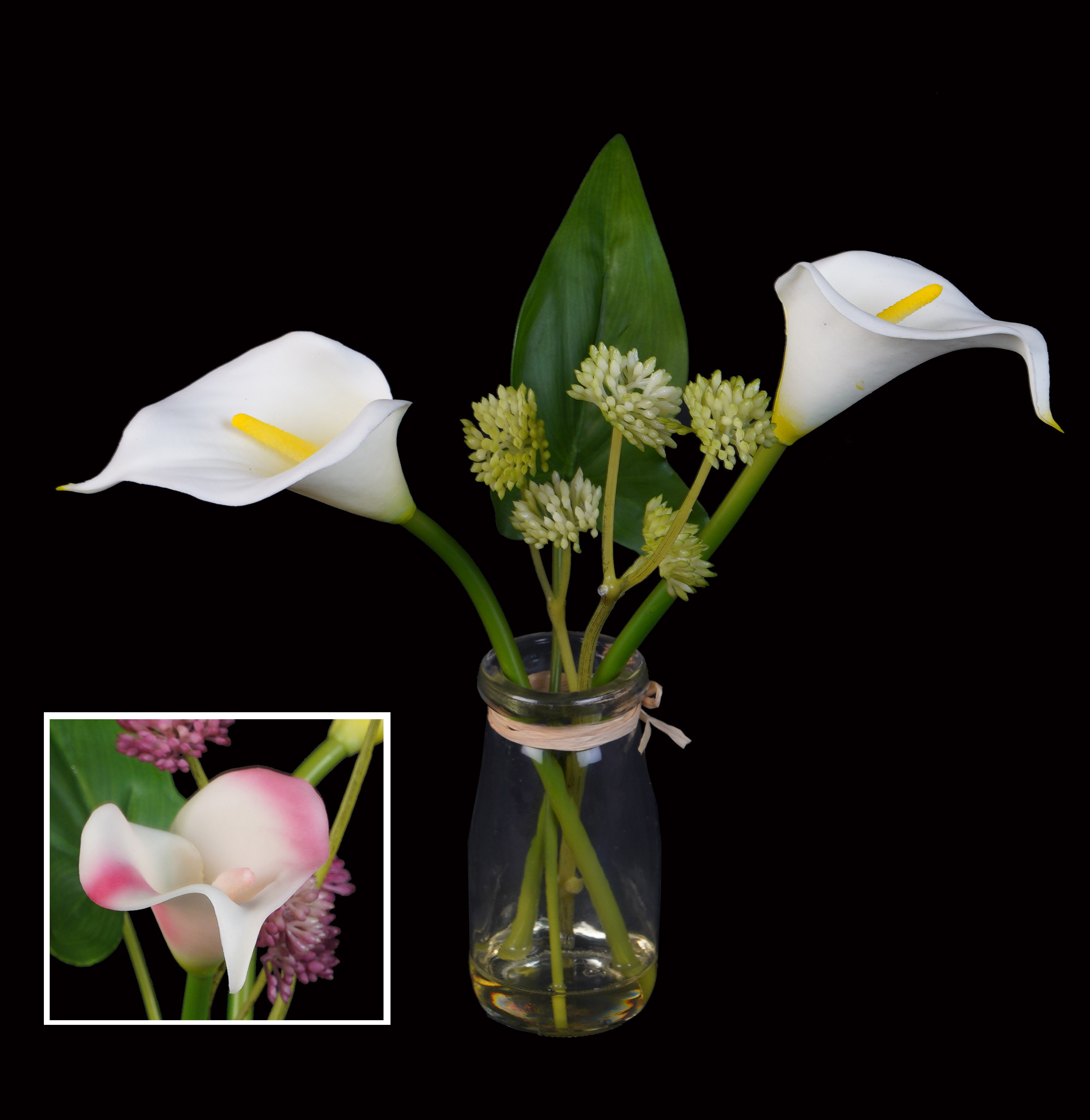 Arum artificiel ou calla artificiel en pot verre 20 cm - fleurs  artificielles | Reflets Nature