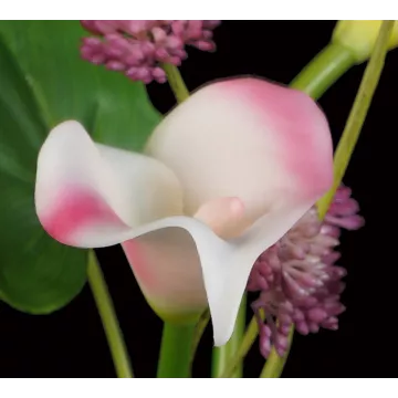 fleur ARUM artificiel ou CALLA  artificiel en pot verre 20 cm blanc rosé