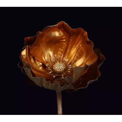 fleur COQUELICOT artificiel métallique or 46 cm