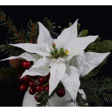 fleurs POINSETTIA artificiel blanc 13 cm en pot