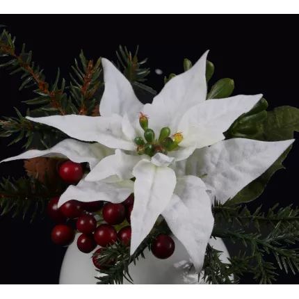 fleurs POINSETTIA artificiel blanc 13 cm en pot