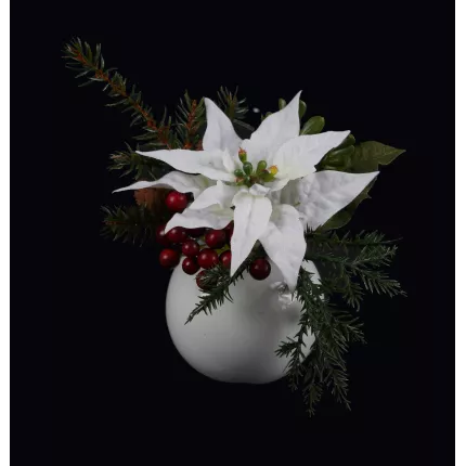 POINSETTIA artificiel blanc 13 cm en pot