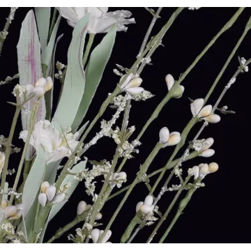 détails fleurs champêtre esprit séché 52 cm blanc