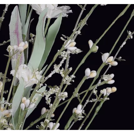 détails fleurs champêtre esprit séché 52 cm blanc