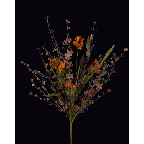 Bouquet champêtre artificiel fleurs des champs 55 cm orange