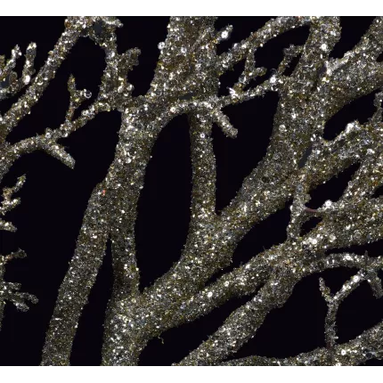 détail BRANCHE Manzanita artificielle pailletée et sequins or-argent 240 cm