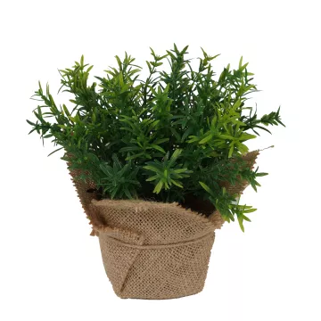 CRESS jeune pousse artificielle ou THYM artificiel en pot toile de jute 18 cm