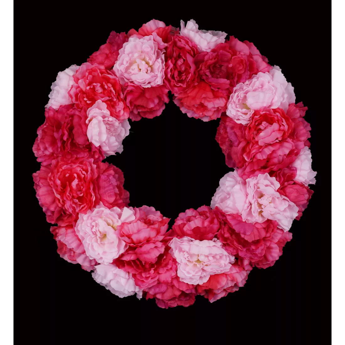 couronne de PIVOINE artificielle 55 cm de diamètre fushia