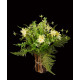 Bouquet champêtre artificiel sur fagot bois 24 cm