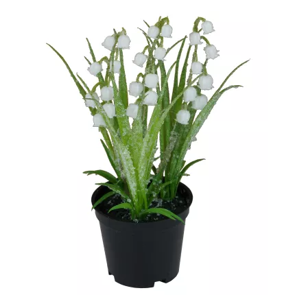 MUGUET artificiel givré en pot 21 cm