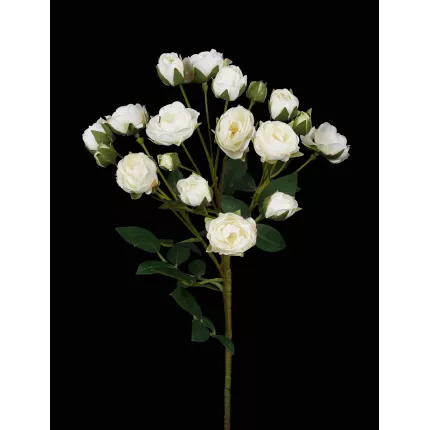 Tige de ROSE artificielle buisson blanche 58 cm