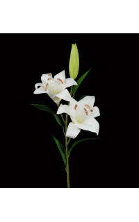 LYS artificiel blanc 2 fleurs 1 bouton 84 cm