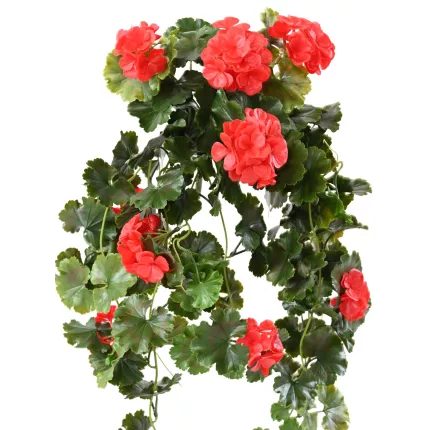 piquet CHUTE Géranium artificiel plastique 65 cm rouge détail