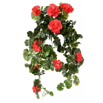 piquet CHUTE Géranium artificiel plastique 65 cm rouge