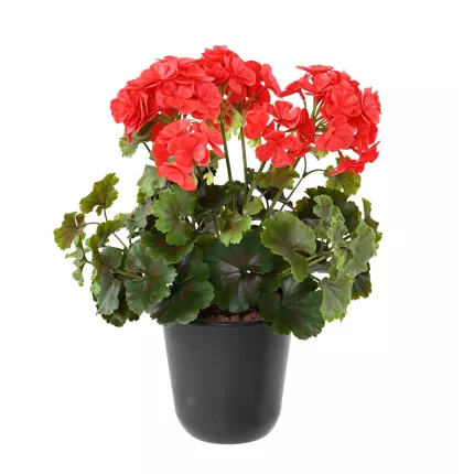 piquet Géranium artificiel plastique 35 cm en pot