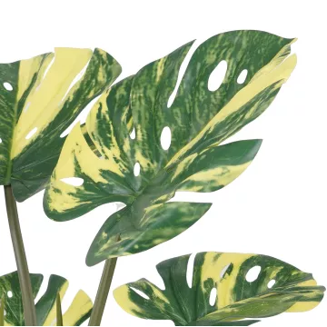 feuilles PHILODENDRON MONTSERA DELICIOSA artificiel 70 cm vert jaune