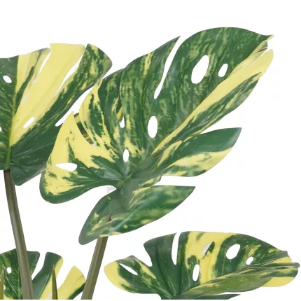 feuilles PHILODENDRON MONTSERA DELICIOSA artificiel 70 cm vert jaune