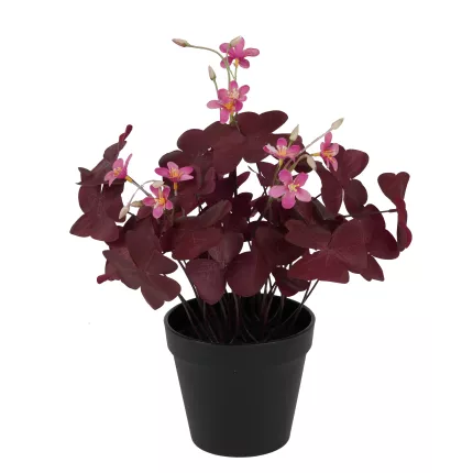 TREFLE OXALIS artificiel fleuri en pot 36 cm