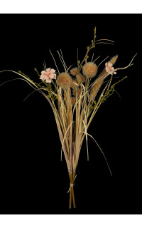 Bouquet champêtre artificiel fleurs de praire 50 cm aspect sec