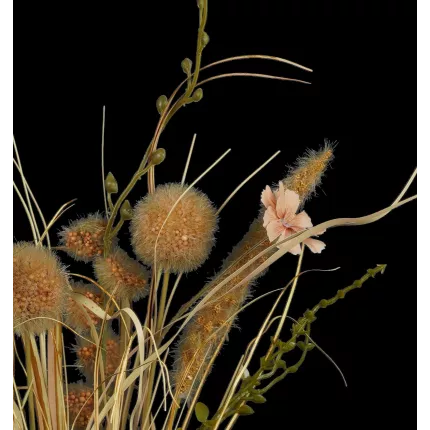 détails Bouquet champêtre artificiel fleurs de praire 50 cm aspect sec