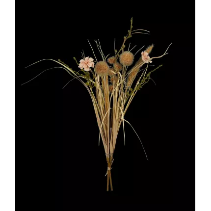 Bouquet champêtre artificiel fleurs de praire 50 cm aspect sec entier