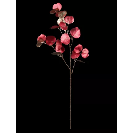 Branche artificielle EUCALYPTUS rouge métallique 82 cm avec sa tige