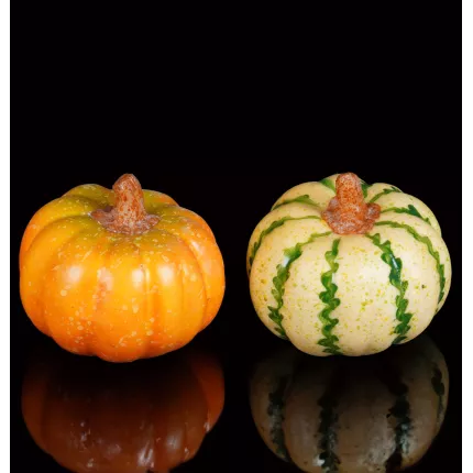 CITROUILLE artificielle 7 cm  lot de 2