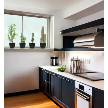 mise en situation CACTUS artificiel Euphorbe 65 et 110 cm dans une cuisine