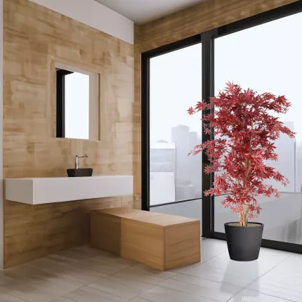 ERABLE artificiel DE LUXE (Aralia)  150 ou 180  cm automne rouge en situation
