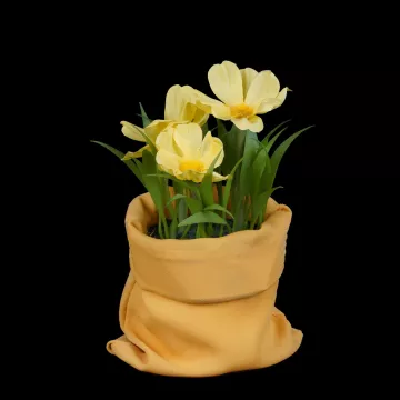 fleurs champêtre artificielles en pot tissu 15 à 16 cm