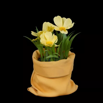 fleurs champêtre artificielles en pot tissu 15 à 16 cm