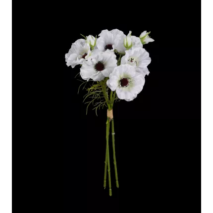 bouquet de coquelicots artificiels mini 28 cm blanc en tige