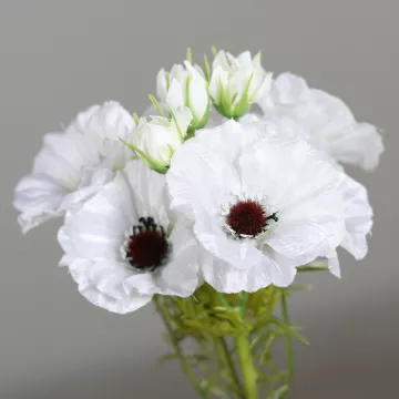 bouquet de coquelicots artificiels mini 28 cm blanc