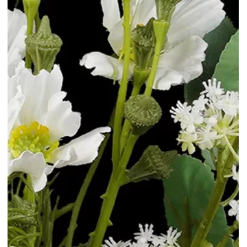 Bouquet champêtre artificiel cosmos Eucalyptus Fleurettes  50 cm blanc