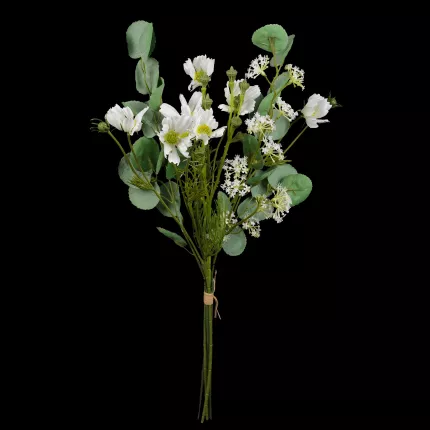 Bouquet champêtre artificiel cosmos Eucalyptus Fleurettes  50 cm blanc