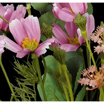 cosmos artificiel - Bouquet champêtre artificiel cosmos Eucalyptus Fleurettes  50 cm rose