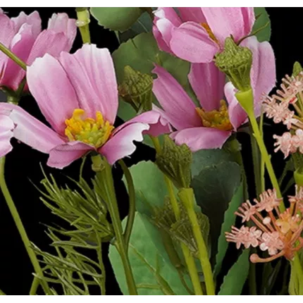 cosmos artificiel - Bouquet champêtre artificiel cosmos Eucalyptus Fleurettes  50 cm rose