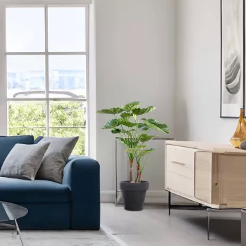 ALOCASIA CALIDORA  artificiel  80 à 120 cm dans un salon
