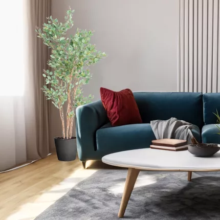 EUCALYPTUS artificiel avec baies 180 cm dans un salon