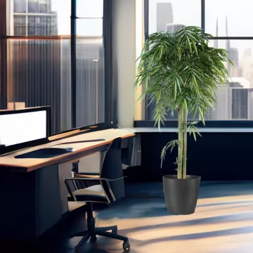 mis en situation BAMBOU artificiel NEW TETE 3 Troncs 180 cm au bureau