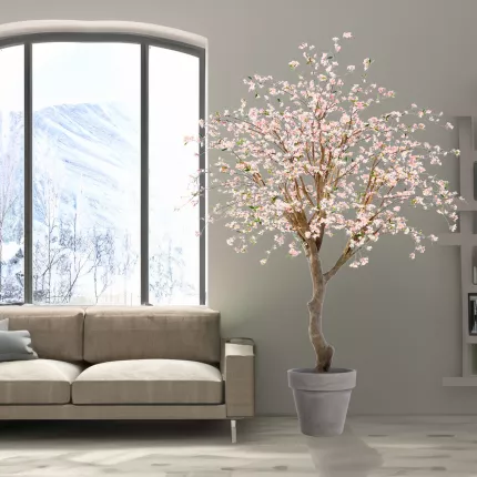 CERISIER FLEUR artificiel 280 cm rose dans un salon