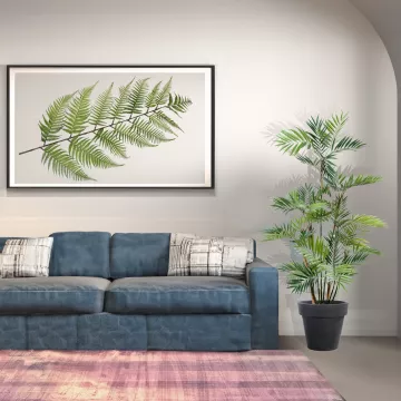 mise en situation feuille de FOUGERE artificielle 150 cm dans un salon dans un cadre