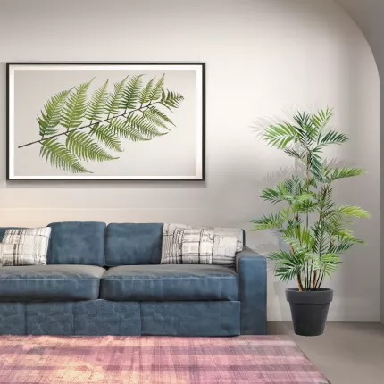 mise en situation feuille de FOUGERE artificielle 150 cm dans un salon dans un cadre