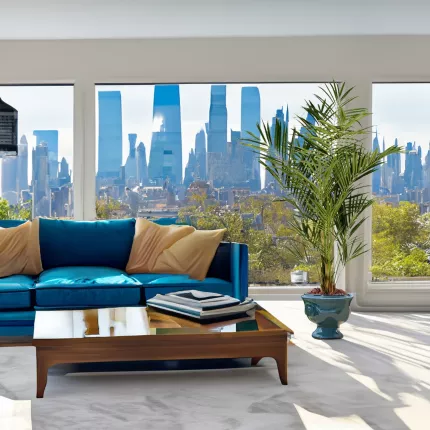 KENTIA artificiel NATUREL PALM  DE LUXE 225 cm dans un salon