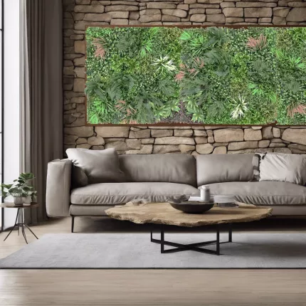 MUR VEGETAL H 100 x 100 cm dans un salon